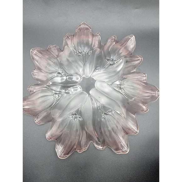 Mikasa Walther Frosted Glass Pink Tulip Dish/Platter Vintage - Picture 3 of 6